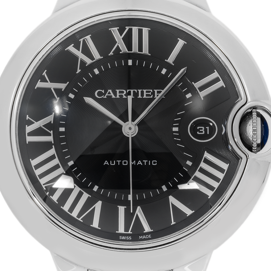 Cartier Ballon Bleu De W6920042 42mm Black Roman Stainless Steel BRAND NEW