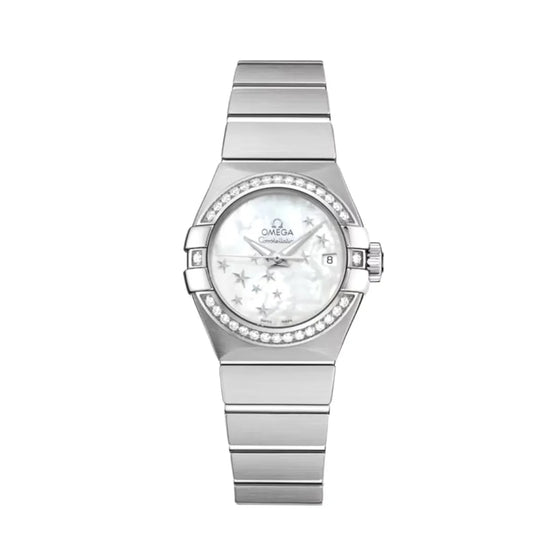 Omega Constellation Ladies Quartz 123.10.27.60.55.003 27mm White Mother of Pearl Diamond Stainless Steel BRAND NEW