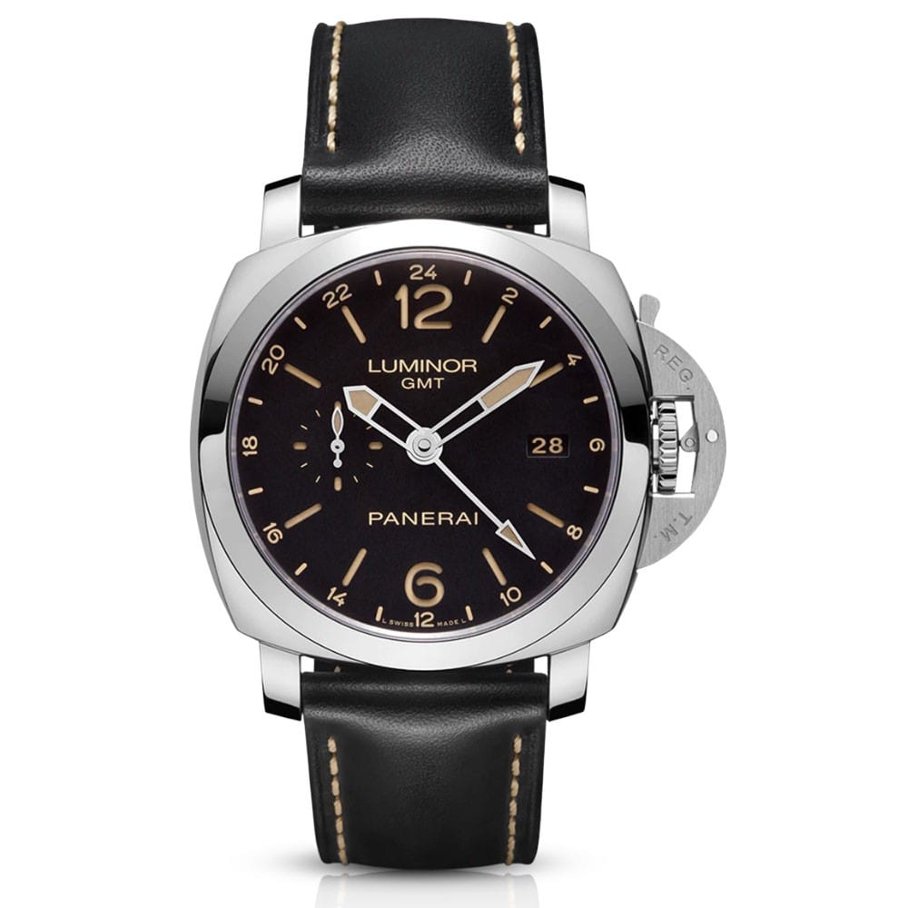 Panerai PAM 00531 Luminor GMT Stainless Steel Black Arabic/Index Dial & Leather Strap 44mm - BRAND NEW