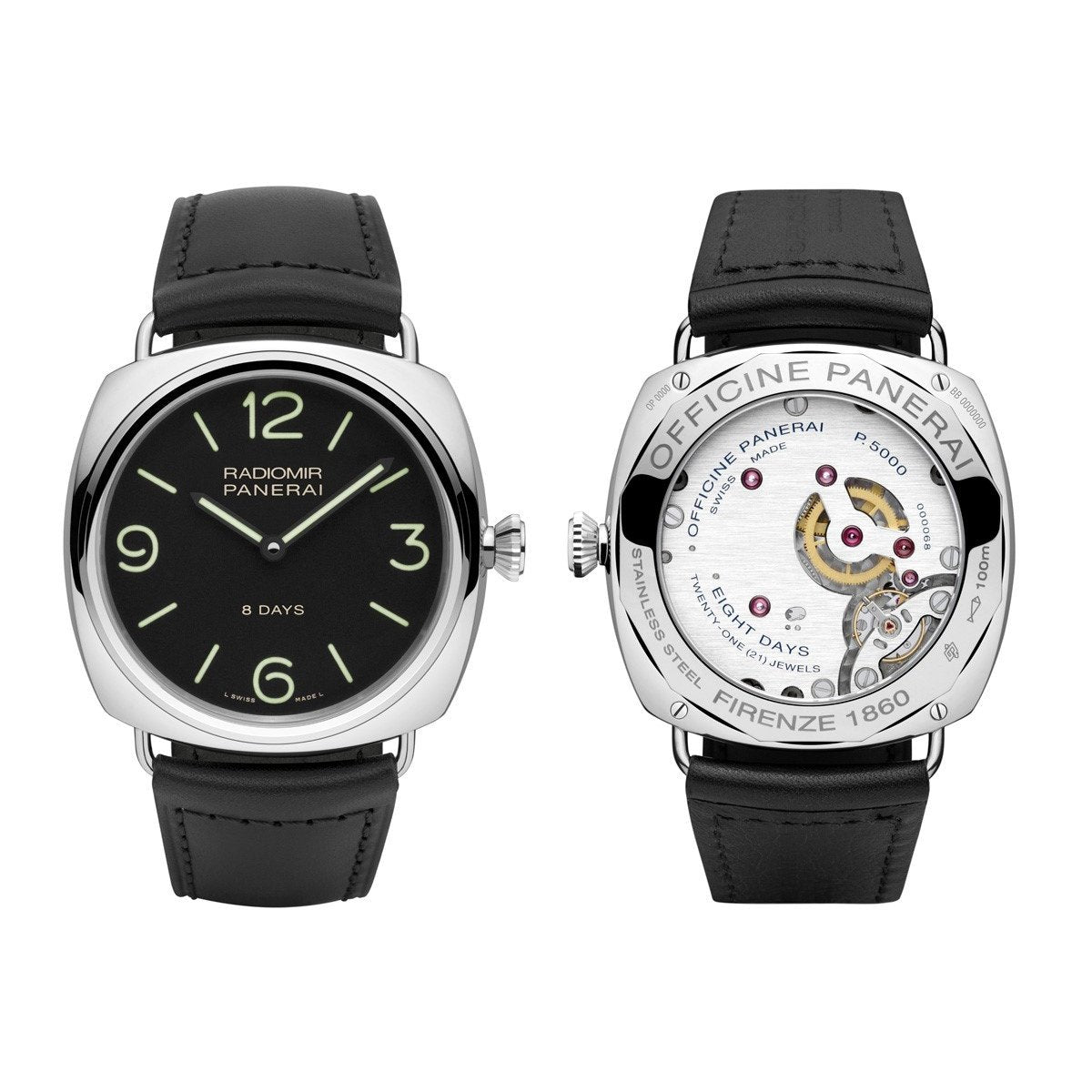 Panerai Radiomir 8 Days Stainless Steel 45mm Black Dial Leather Strap PAM00610 - BRAND NEW