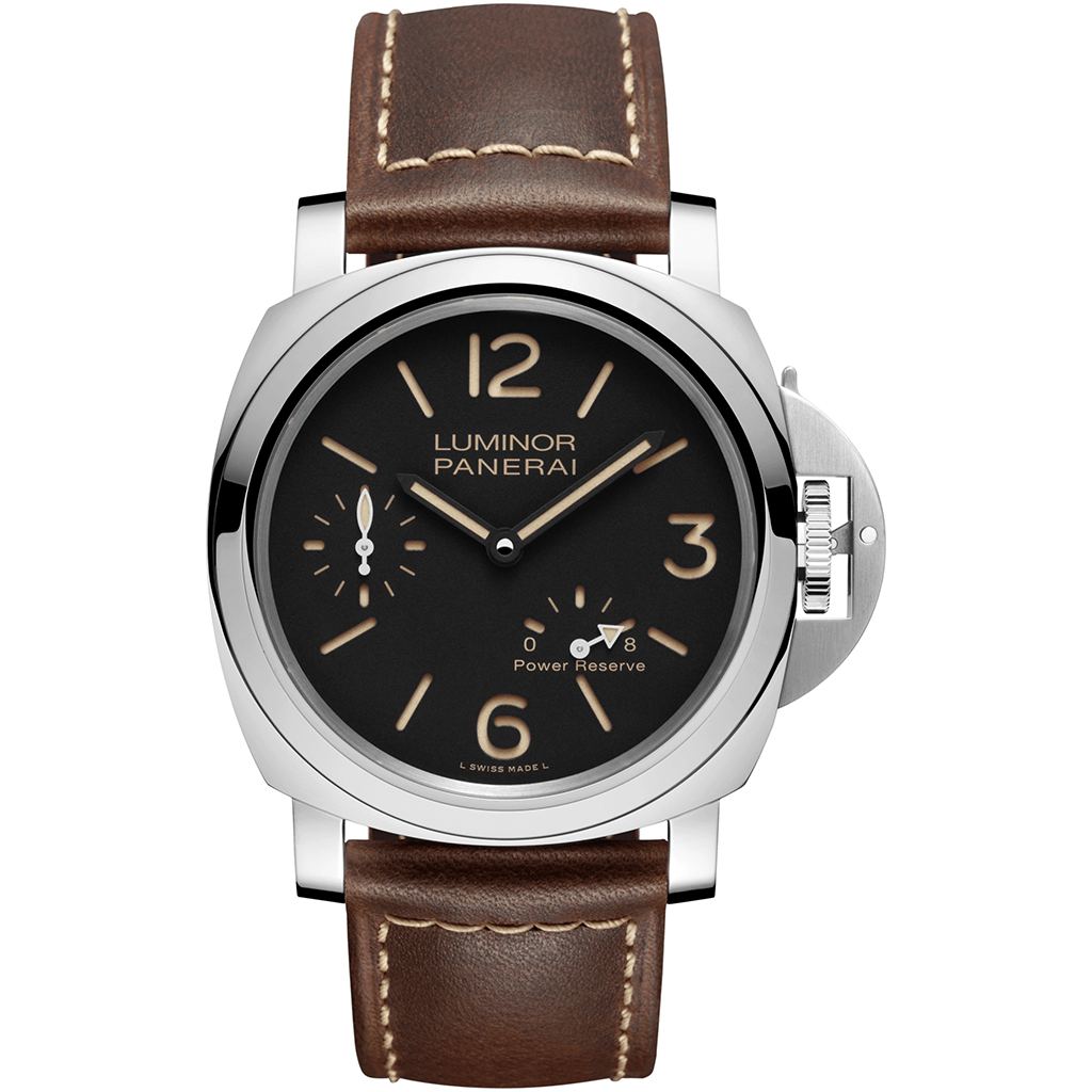 Panerai Luminor 8 Days Power Reserve Stainless Steel 44mm Black Dial Leather Strap PAM00795 - BRAND NEW