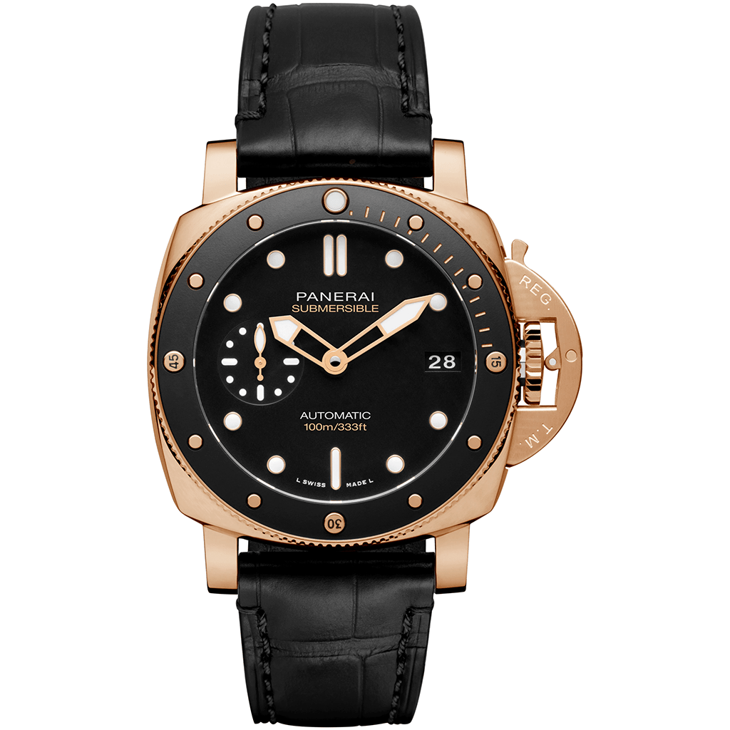 Panerai Submersible Goldtech Gold Copper 42mm Black Dial Alligator Leather Strap PAM00974 - BRAND NEW