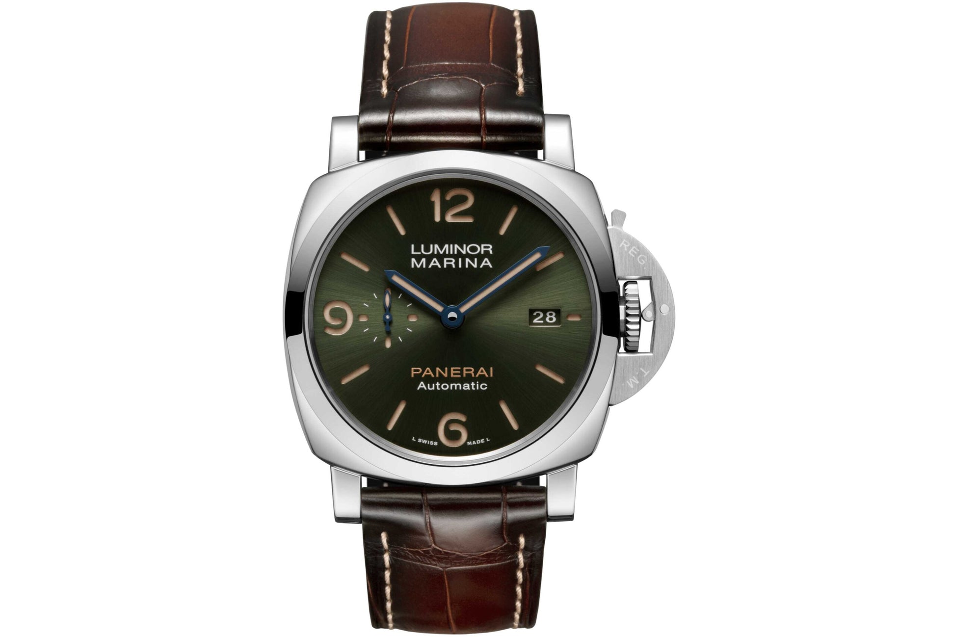 Panerai Luminor Marina Platinumtech? Platinum 44mm Green Dial Alligator Leather Strap PAM01116 - BRAND NEW