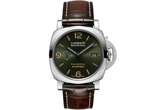 Panerai Luminor Marina Platinumtech Platinum 44mm Green Dial Alligator Leather Strap PAM01116 - BRAND NEW