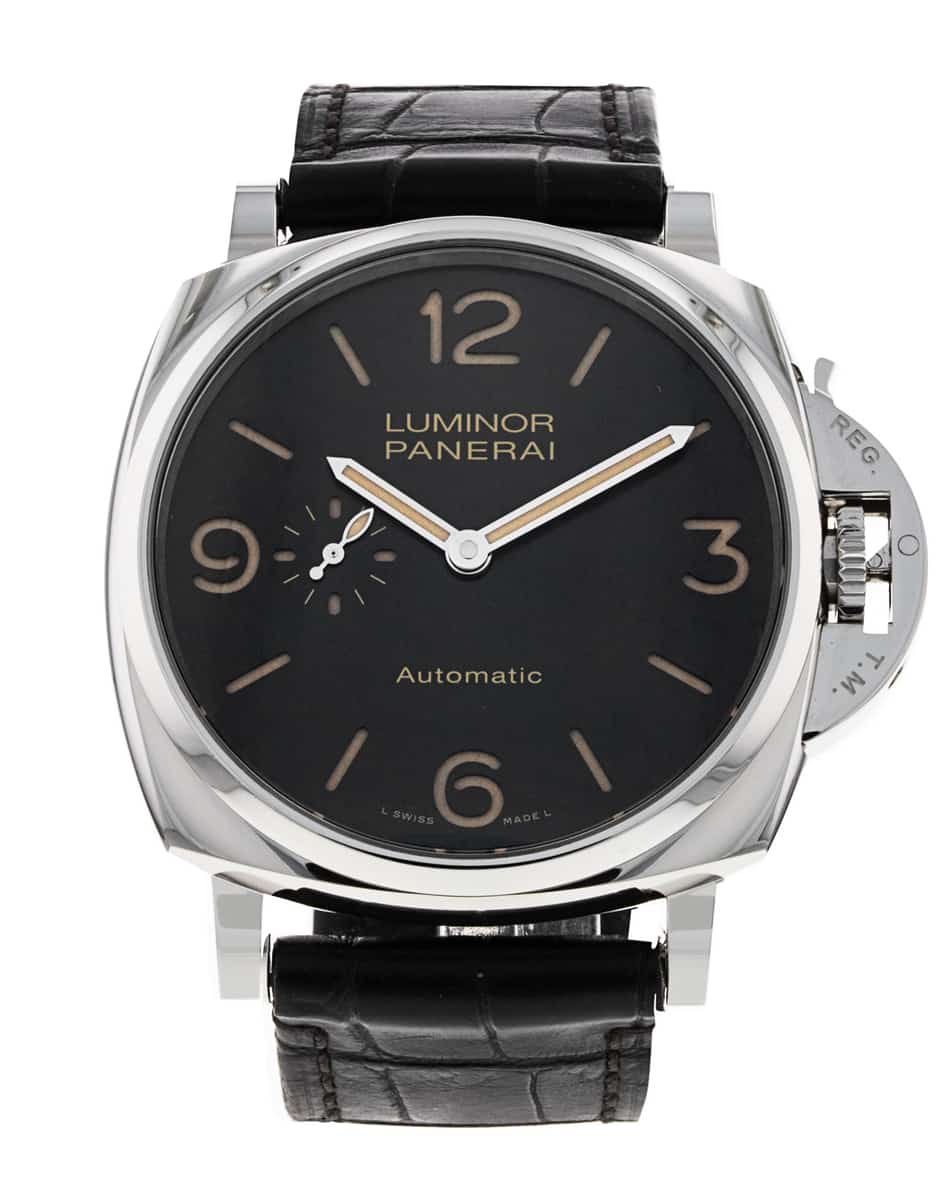 Panerai Luminor Due Stainless Steel 45mm Black Dial Alligator Leather Strap PAM00674 - BRAND NEW