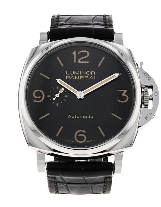 Panerai Luminor Due Stainless Steel 45mm Black Dial Alligator Leather Strap PAM00674 - BRAND NEW