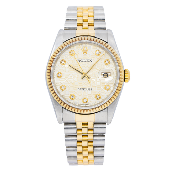 Rolex Datejust 36mm 16233 Stainless Steel Yellow Gold Fluted Bezel