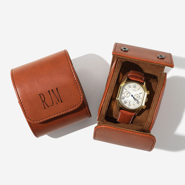 Signature Leather Watch Roll — Personalized with Your Initials