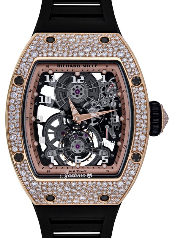 Richard Mille Manual Winding Tourbillon 40 mm RM17-01RGD Rose Gold/Diamonds Skeleton