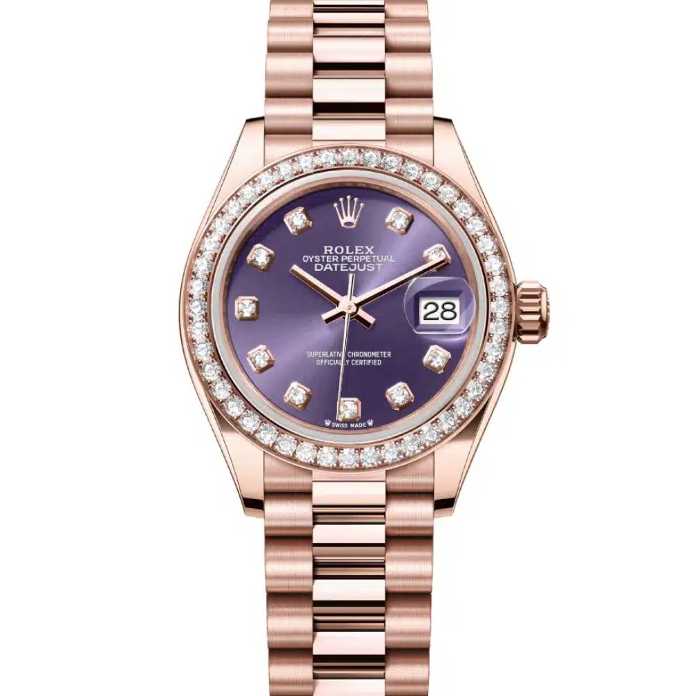 Rolex Lady-Datejust 28 28 mm 279135-AUBDJ Rose Gold/Diamonds Aubergine