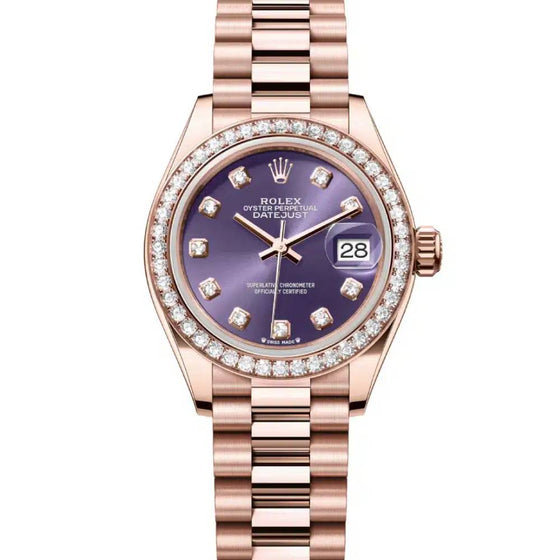 Rolex Lady-Datejust 28 28 mm 279135-AUBDJ Rose Gold/Diamonds Aubergine