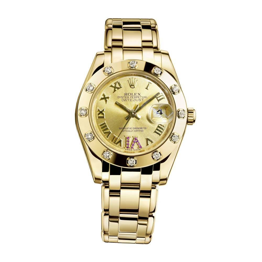 Rolex Pearlmaster 29 29 mm 80318 Champagne Roman Yellow Gold Champagne