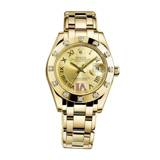 Rolex Pearlmaster 29 29 mm 80318 Champagne Roman Yellow Gold Champagne