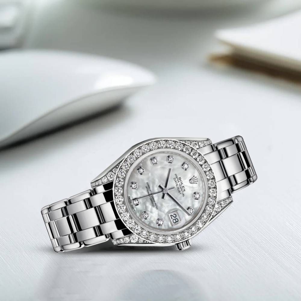 Rolex Pearlmaster 34 34 mm 81159-MOPDO White Gold/Diamonds White Mother of Pearl