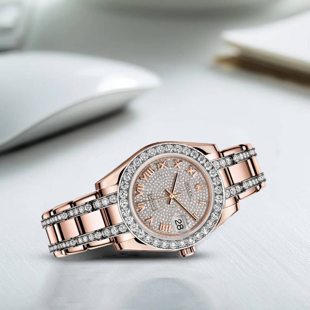 Rolex Pearlmaster 34 34 mm 81285-PAVER Rose Gold/Diamonds Diamond Pave