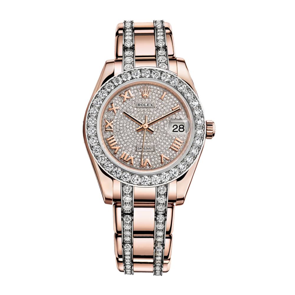 Rolex Pearlmaster 34 34 mm 81285-PAVER Rose Gold/Diamonds Diamond Pave