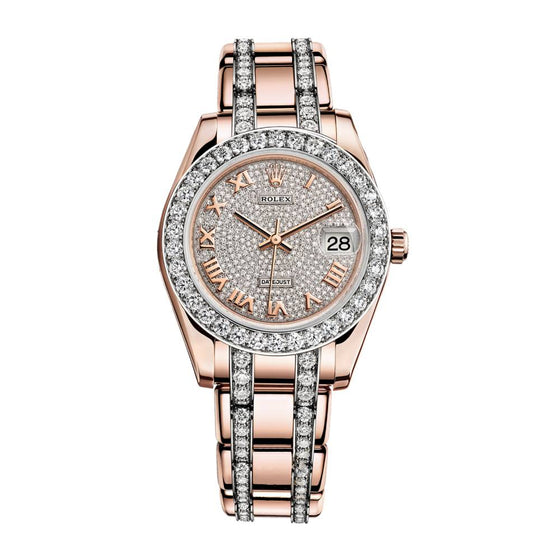 Rolex Pearlmaster 34 34 mm 81285-PAVER Rose Gold/Diamonds Diamond Pave