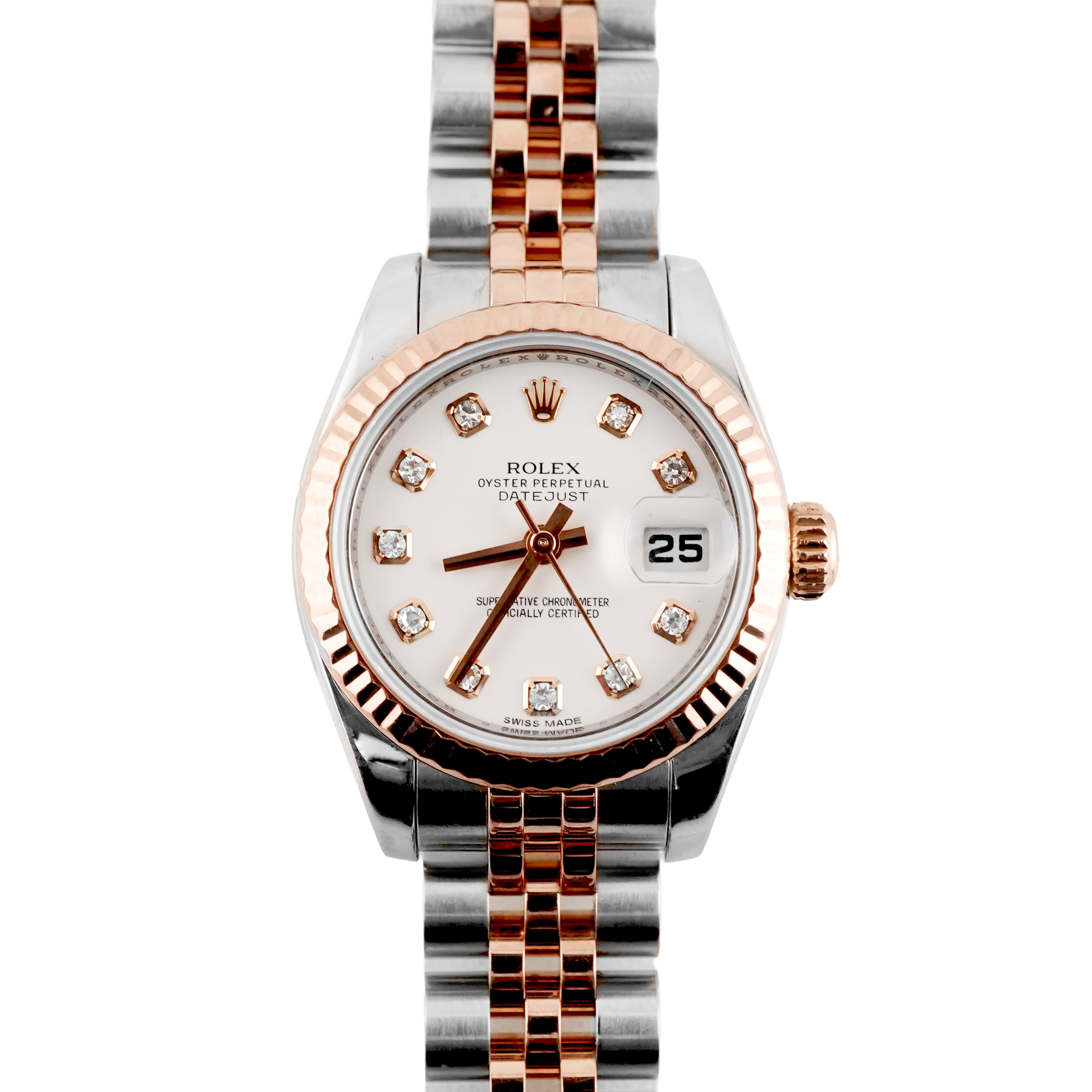 Rolex Lady-Datejust 26 179171-SLVJDO Silver Jubilee Diamond Fluted Rose Gold Stainless Steel Oyster - BRAND NEW