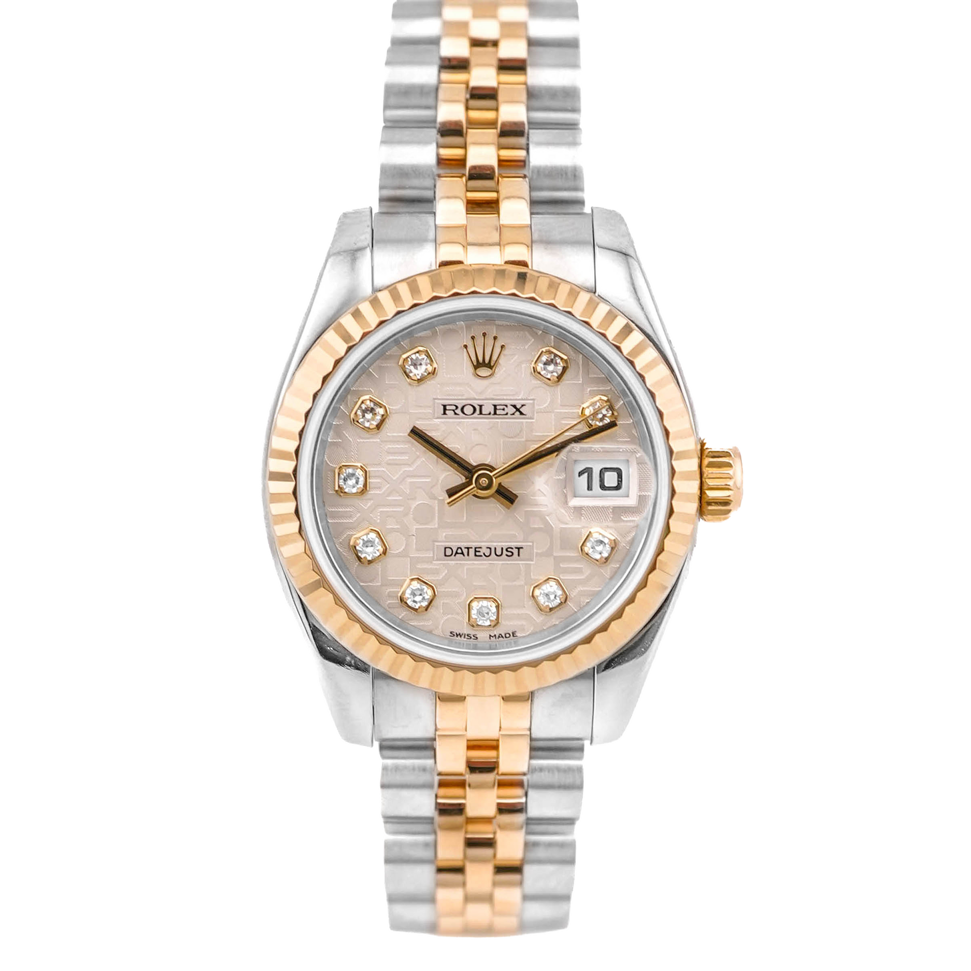 Rolex Lady-Datejust 26 179173-SLVJDO Silver Jubilee Diamond Fluted Yellow Gold Stainless Steel Oyster
