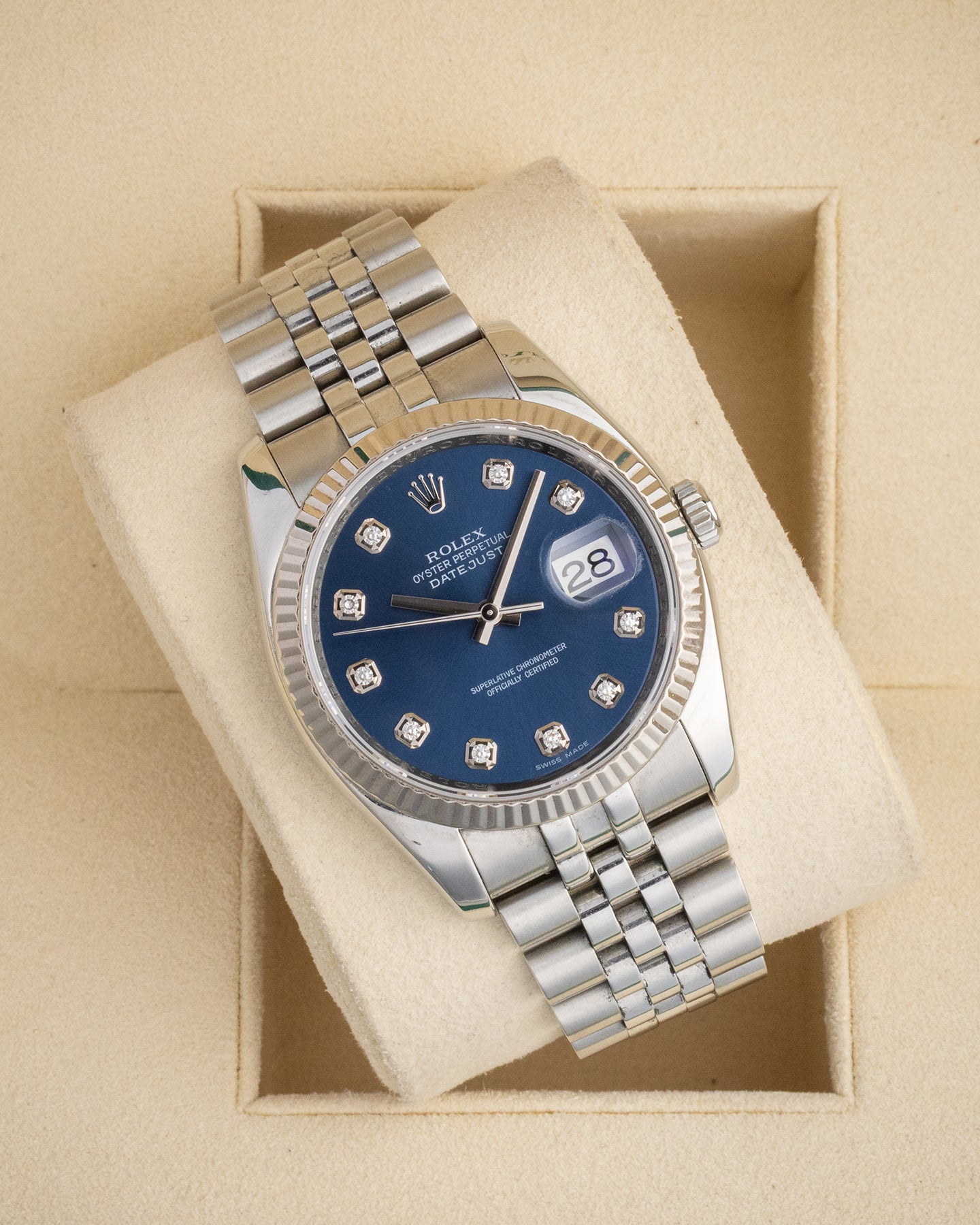 Rolex Datejust 36 36 mm 116234-SDLDFJ Yellow Gold/Diamonds Blue