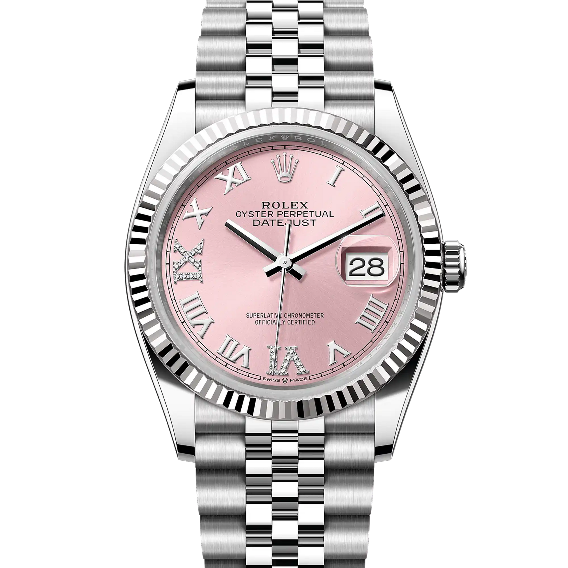 Rolex Datejust 36 mm 126200PJCD Steel/White Gold/Diamonds Pink