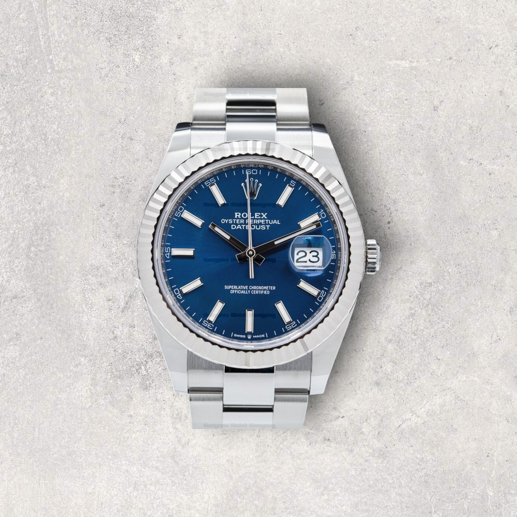 Rolex Datejust 41 126300 Stainless Steel Blue Dial Oyster Bracelet Smooth Bezel