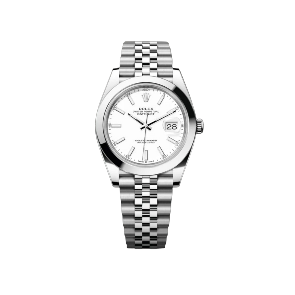Rolex Datejust 41 126300 Stainless Steel White Dial Jubilee Bracelet Smooth Bezel