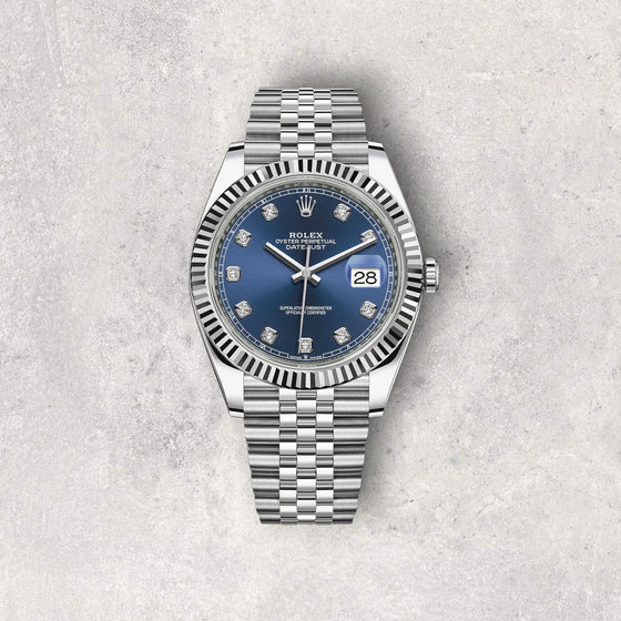 Rolex Datejust 41 126334 Stainless Steel Blue Diamond Dial Jubilee Bracelet Fluted Bezel
