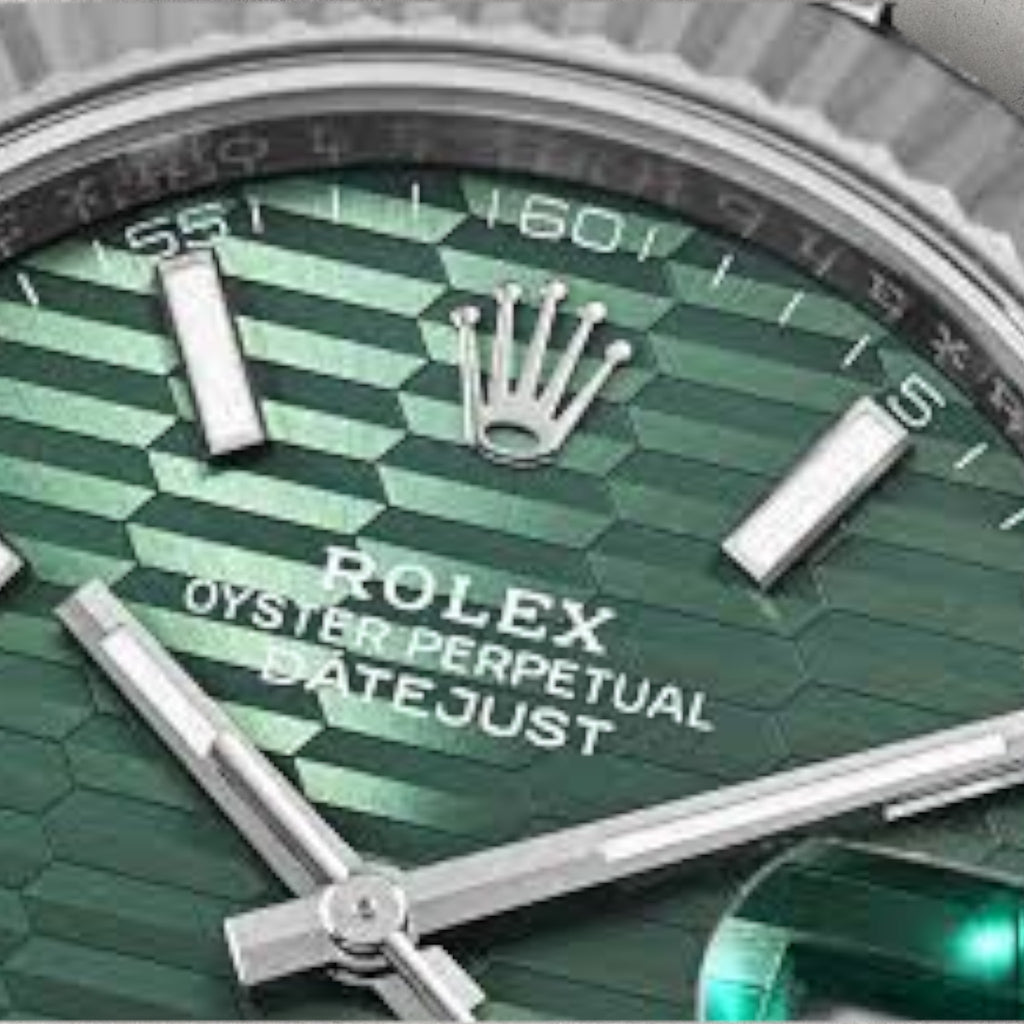 Rolex Datejust 41 126334 Stainless Steel Fluted Motif Green Dial Jubilee Bracelet Fluted Bezel