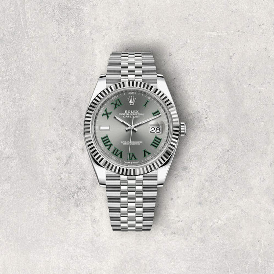 Rolex Datejust 41 126334 Wimbledon Stainless Steel Slate Dial Jubilee Bracelet Fluted Bezel