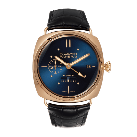 Panerai Radiomir 3 Days GMT Oro Rosso Red Gold 47mm Blue Dial Alligator Leather Strap PAM00598 - BRAND NEW