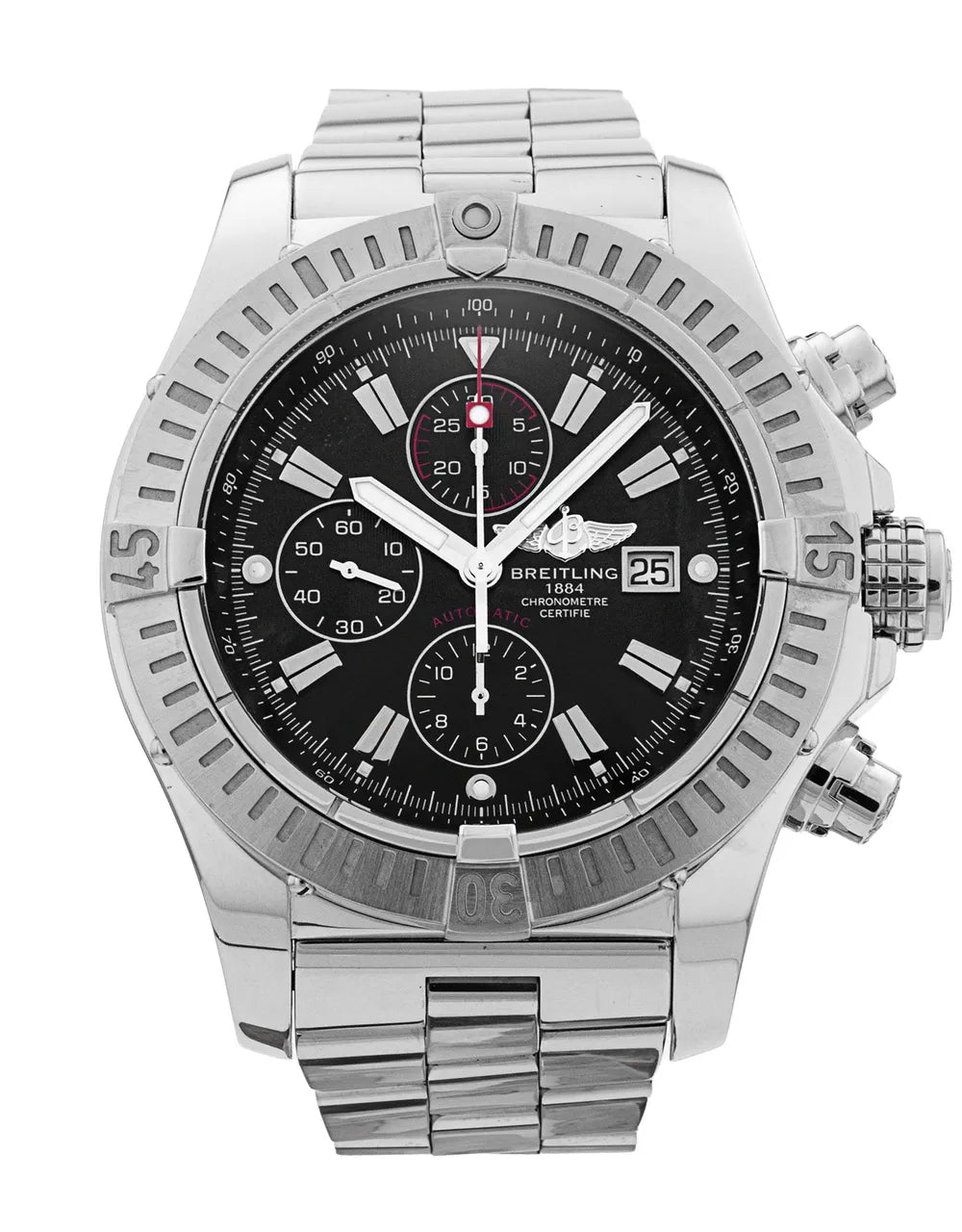 Breitling Super Avenger A13370 48mm Black Baton Stainless Steel