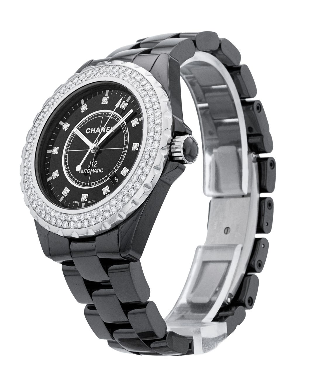 Chanel J12 H2014 Black Ceramic Diamond 42mm Automatic Date BRAND NEW