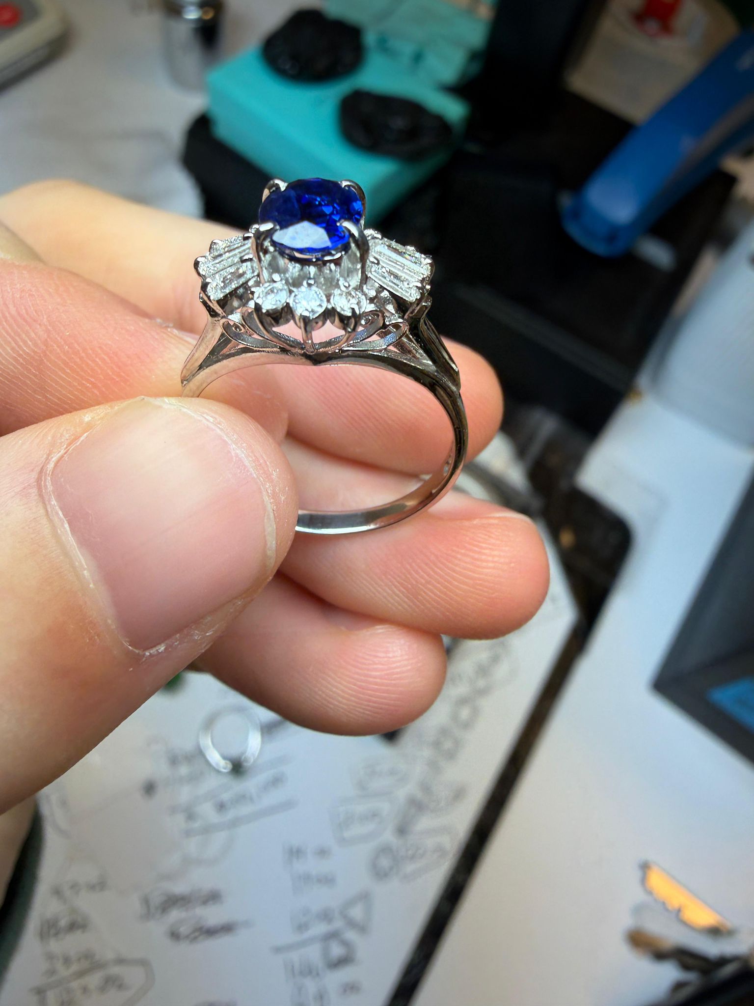 0.95ct Sapphire Diamond Platinum Ring - Natural Blue Sapphire Engagement Ring