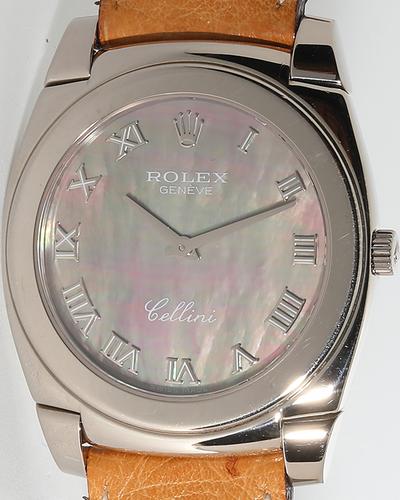Rolex Cellini Cestello 26mm 5310-9 White Gold Mother Pearl Dial White Gold Bezel Leather Strap