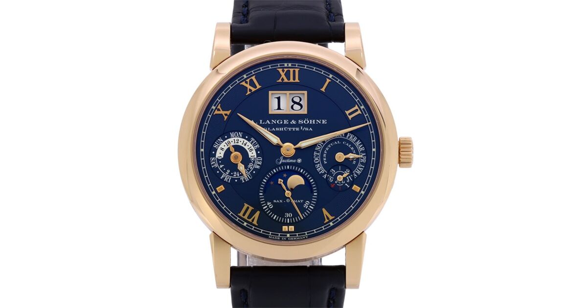 A Lange Sohne Saxonia Langematik Perpetual Pink Rose Gold 38.5mm Blue Dial 310.037 E - BRAND NEW