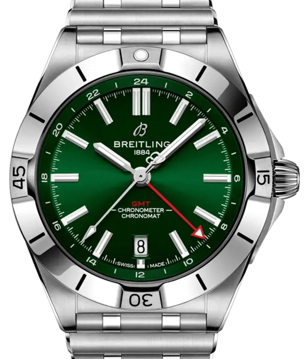 Breitling Chronomat Automatic GMT 40 Stainless Steel Green Dial A32398101L1A1