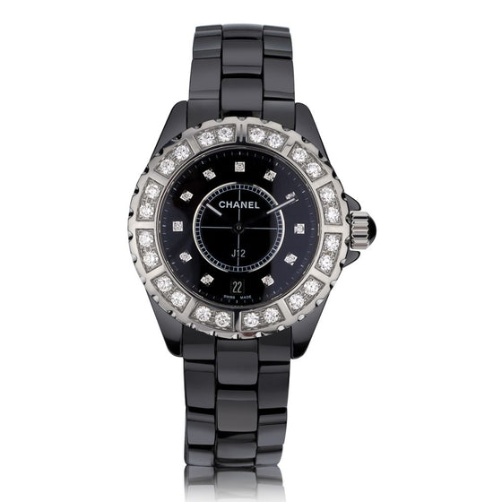 Chanel J12 H2428 38mm Black Ceramic Diamond Bezel Dial Quartz - BRAND NEW