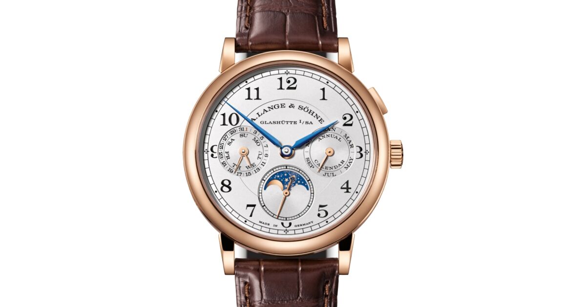 A Lange Sohne 1815 Annual Calendar Pink Rose Gold 40mm Argente Silver Dial 238.032 E