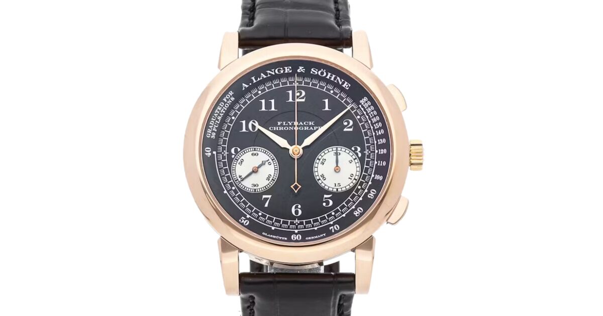A Lange Sohne Lange 1815 Flyback Chronograph Rose Gold Black Dial 39mm Leather Strap 401.031 - PRE OWNED