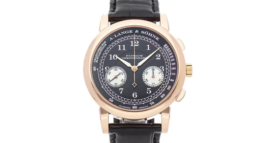 A Lange Sohne Lange 1815 Flyback Chronograph Rose Gold Black Dial 39mm Leather Strap 401.031 - PRE OWNED