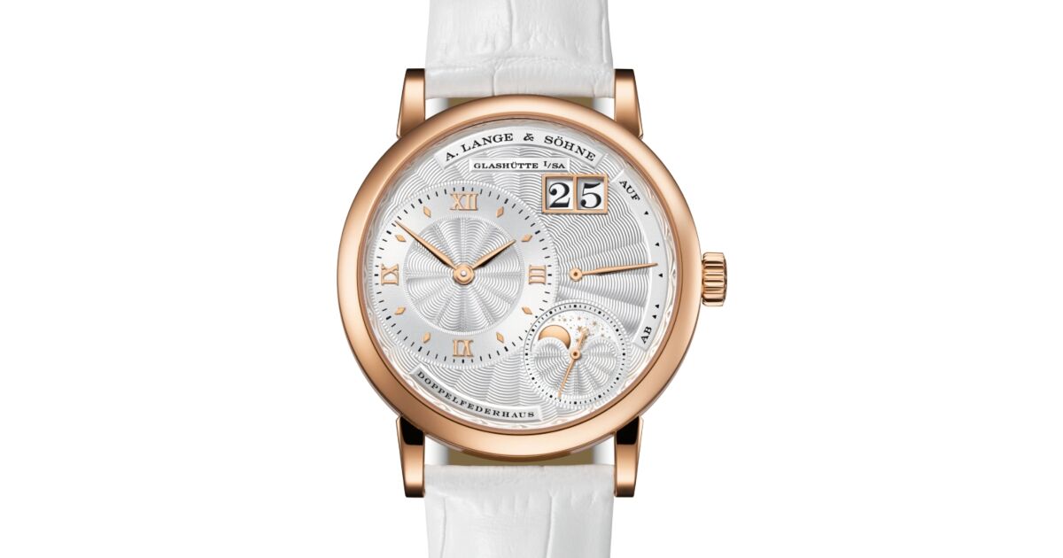 A Lange Sohne Little Lange 1 Moon Phase Pink Rose Gold 36.8mm Argente Silver Dial 182.030 -