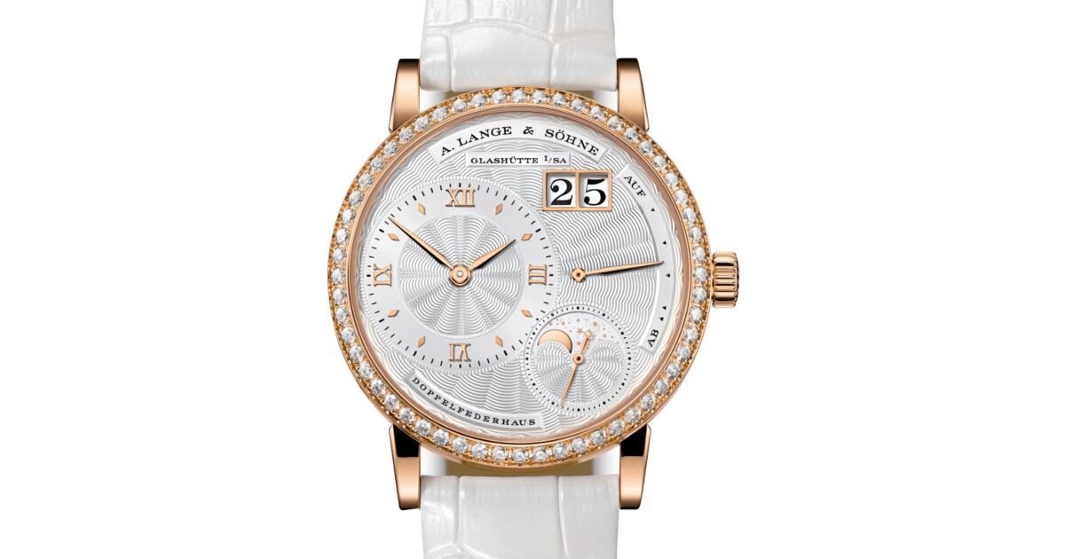 A Lange Sohne Little Lange 1 Moon Phase Pink Rose Gold Diamond Bezel 36.8mm Argente Silver Dial 182.830 - BRAND NEW