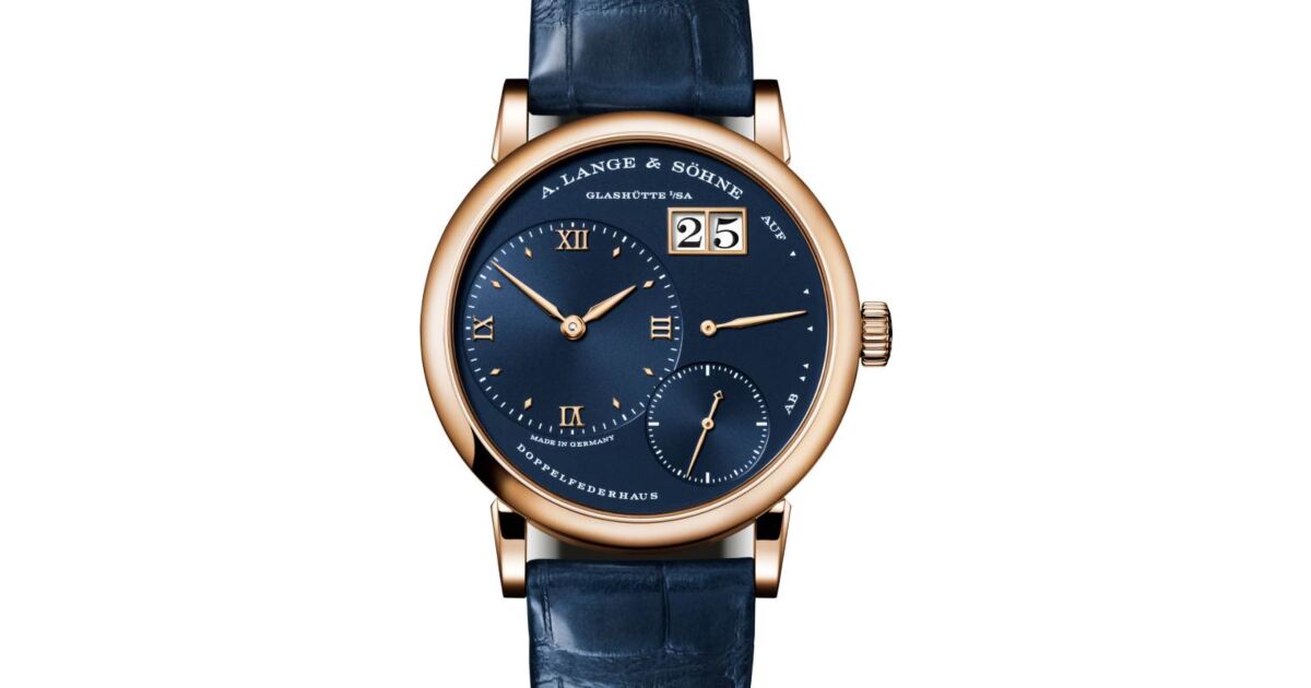 A Lange Sohne Little Lange 1 Pink Rose Gold 36.8mm Blue Dial 181.063