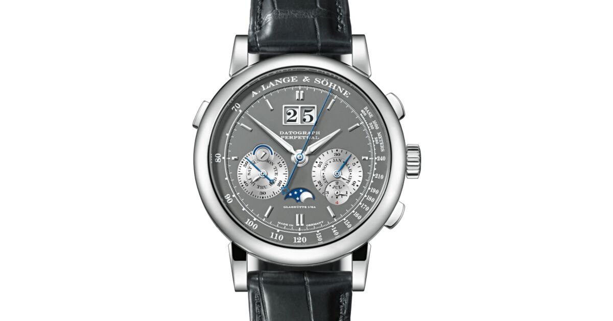 A Lange Sohne Saxonia Datograph Perpetual White Gold 41mm Grey Dial 410.038 E