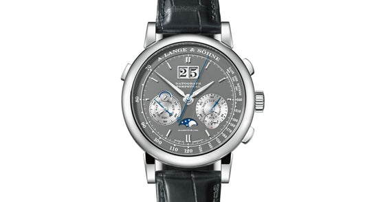A Lange Sohne Saxonia Datograph Perpetual White Gold 41mm Grey Dial 410.038 E