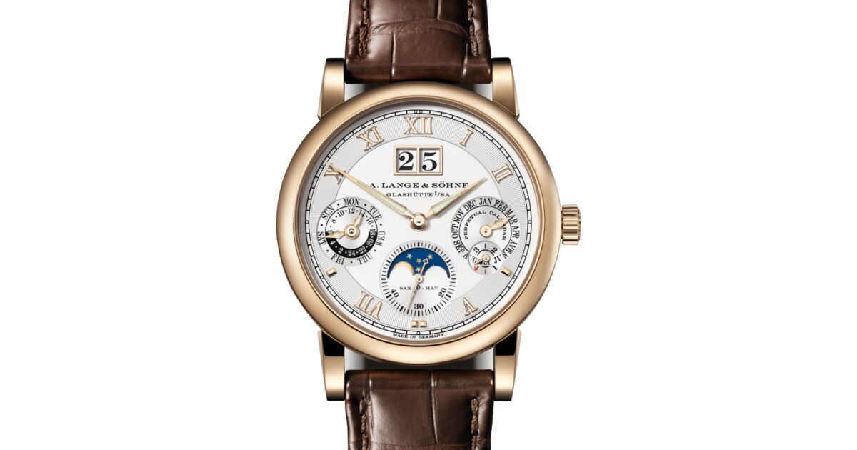 A Lange Sohne Saxonia Langematik Perpetual Honeygold 38.5mm Silver Dial 310.050 E - BRAND NEW