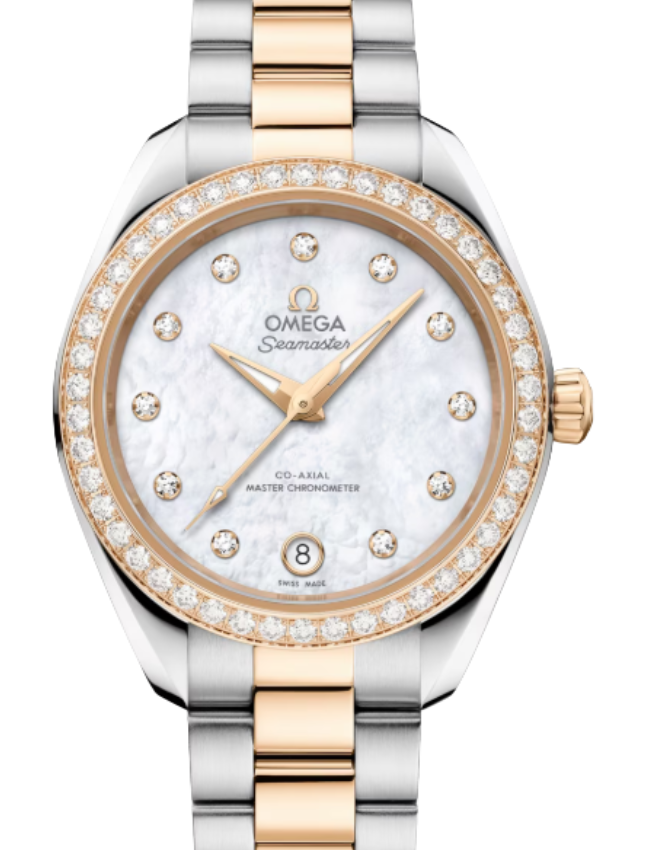 Omega Seamaster Aqua Terra Co-Axial Master Chronometer 150M Moonshine Gold 30mm White Mother of Pearl Dial 220.25.30.20.55.001 - BRAND NEW