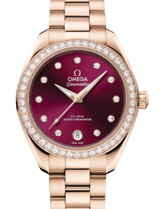 Omega Seamaster Aqua Terra Co-Axial Master Chronometer 150M Sedna Gold 30mm Burgundy Dial 220.55.30.20.61.001 - BRAND NEW