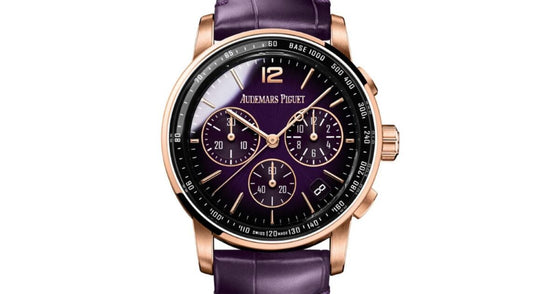 Audemars Piguet Code 11.59 Selfwinding Chronograph Rose Gold/Sapphire 41mm Purple Dial Leather Strap 26393OR.OO.A616CR.01 - Brand New